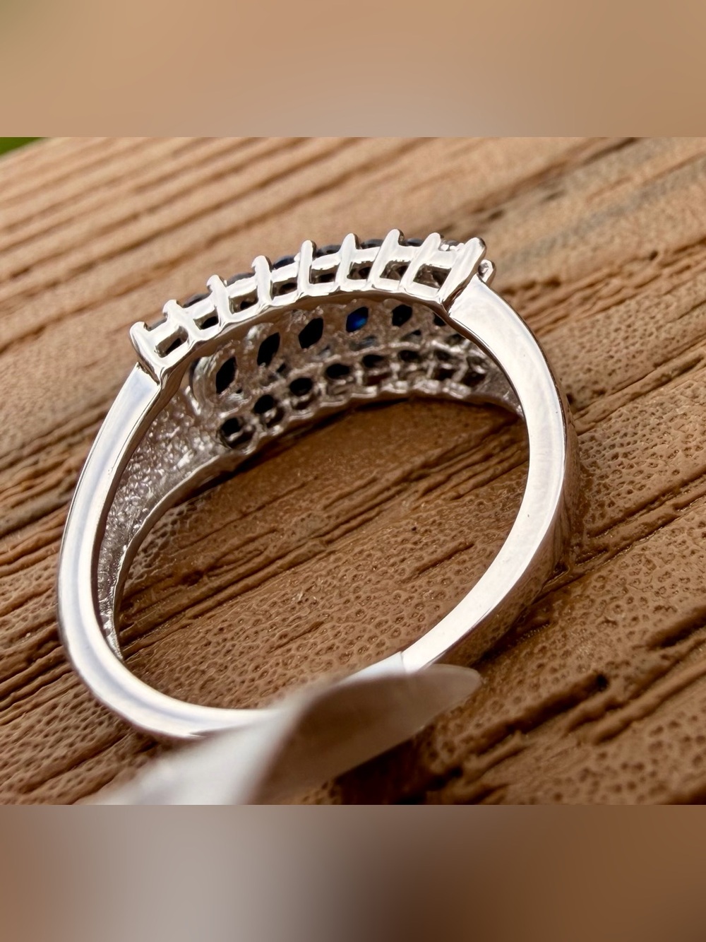 1.52 CTW Black Sapphire Sterling Silver Marquise Ring Size 8